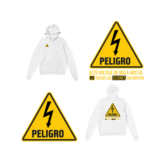 Sudadera Con Capucha Unisex | Peligro: Alto Voltaje de Mala Hostia