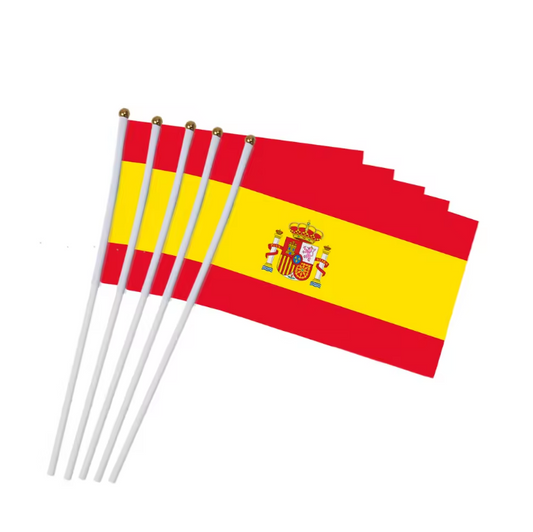 Lote de 5 Banderas de España de Mano | Para Fiestas y Manifestaciones